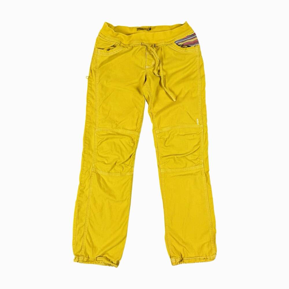 prAna Yellow Twill Drawstring Pants Pockets Straight Leg Outdoor Size M